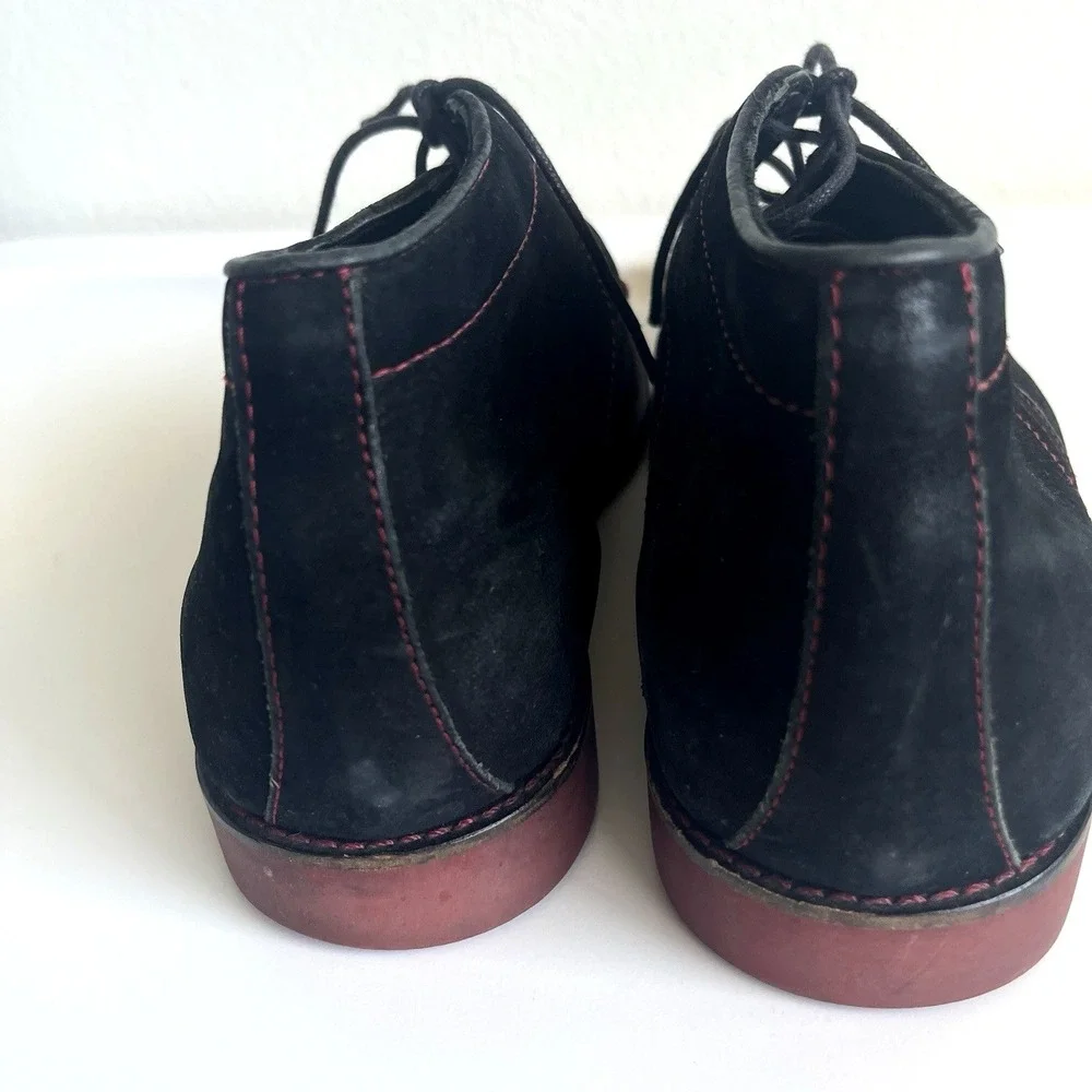 Donald J. Pliner Saks 5th Ave Mens Black Suede Ankle Boots Size 41 Red‎ Thread